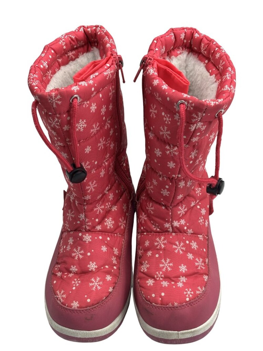 Girls Snow Boots Size 32 Pink Winter Waterproof Snowflake Design Durable Sole